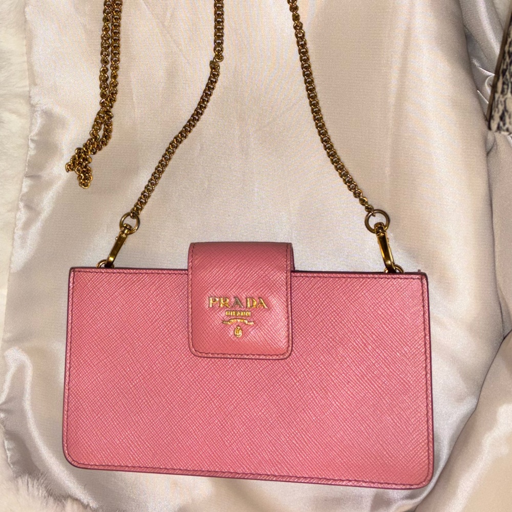 Prada Pink Crossbody Bag with Gold Chain